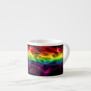 Taza De Espresso La pluma de energía de arcoíris de SlipperyJoe atr
