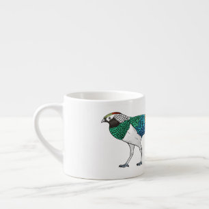 Taza De Espresso Lady amherst's pheasant bird cartoon illustration 
