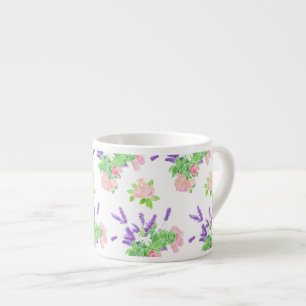 Taza De Espresso Lavanda nostálgica, rosas rosas rosadas, Naranja b