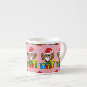 Taza De Espresso Lechuza de Santa Claus con regalos