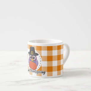 Taza De Espresso Lechuza peregrina sobre Naranja sembrada - Feliz D