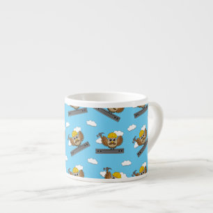 Taza De Espresso Lechuza trabajadora de construcción con Personaliz