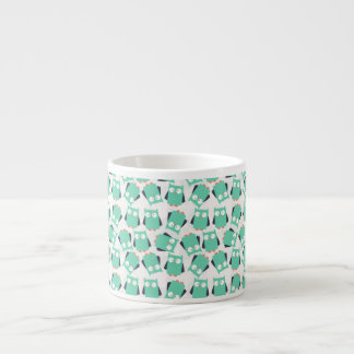 Taza De Espresso Lechuzas singulares verde azuladas