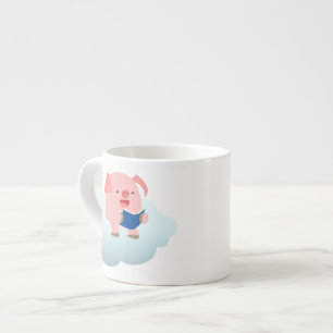 Taza De Espresso Lector de cerdo de Personalizado lindo en nube Esp