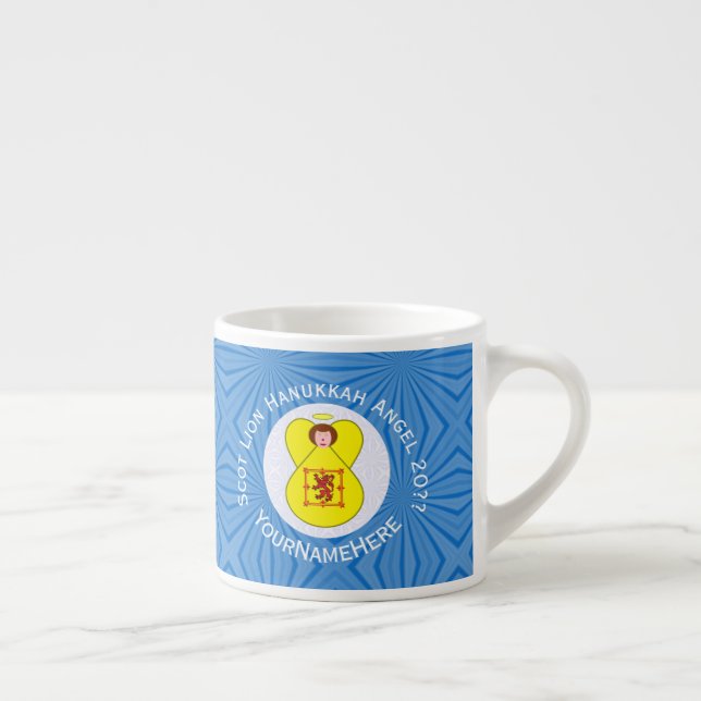 Taza De Espresso León escocés Rampant Angel Hanukkah Bandera person (Derecha)