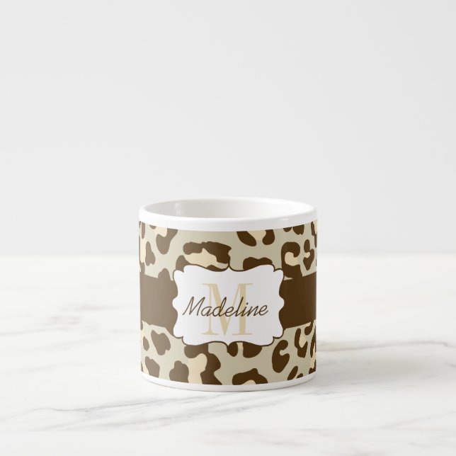 Taza De Espresso Leopard Print Brown Tan Peach Espresso Mug (Frente)