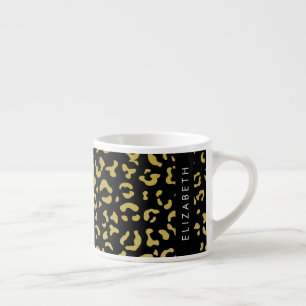 Taza De Espresso Leopard Print, Gold Leopard, Purpurina, tu nombre