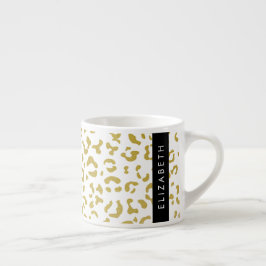 Taza De Espresso Leopard Print, Gold Leopard, Purpurina, tu nombre