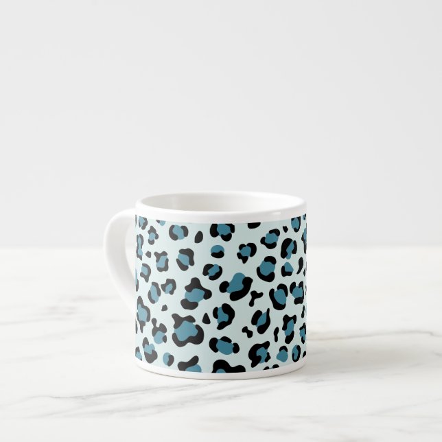 Taza De Espresso Leopard Print, Leopard Spots, Blue Leopard (Izquierda)