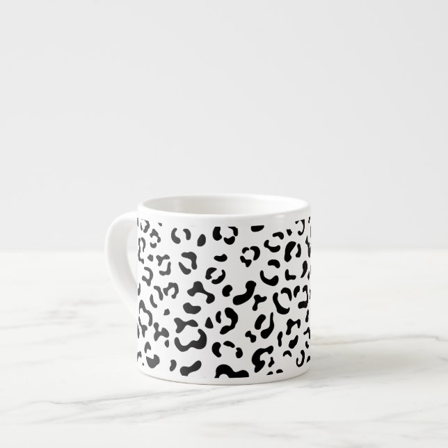 Taza De Espresso Leopard Print, Leopard Spots, Negro Y Blanco (Izquierda)