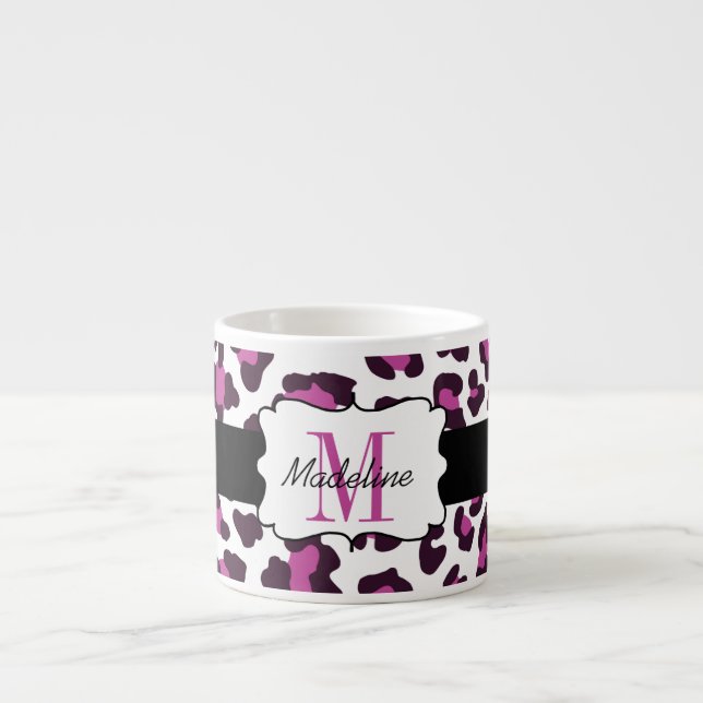 Taza De Espresso Leopard Print Purple Black Espresso Mug (Frente)
