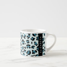 Taza De Espresso Leopard Print, Spots, Blue Leopard, tu nombre