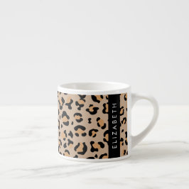 Taza De Espresso Leopard Print, Spots, Brown Leopard, Tu Nombre