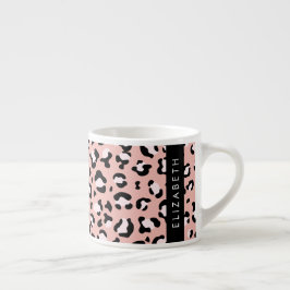 Taza De Espresso Leopard Print, Spots, Pink Leopard, Tu Nombre