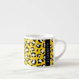 Taza De Espresso Leopard Print, Spots, Yellow Leopard, tu nombre
