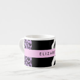 Taza De Espresso Leopard Print, Zebra Print, Purple, Tu Nombre