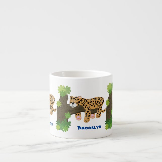 Taza De Espresso Leopardo lindo durmiendo en un ilustracion de pers (Frente)