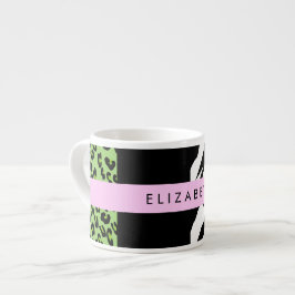 Taza De Espresso Leopardo Print, Zebra Print, Green, Your Name