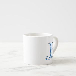 Taza De Espresso Letra del patrón de flor B (azul)