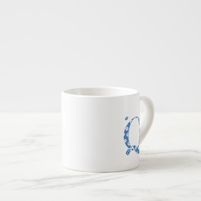 Taza De Espresso Letra del patrón de flor Q (azul) (Derecha)