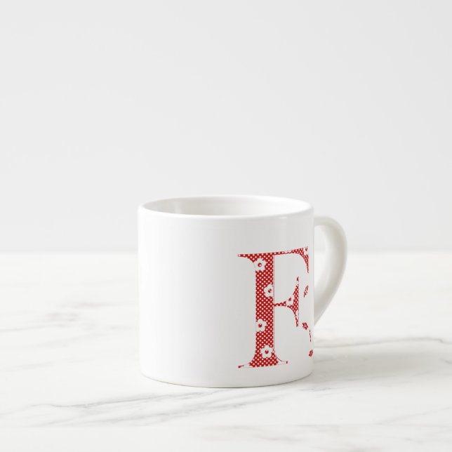 Taza De Espresso Letra F(roja) del patrón de flor (Derecha)