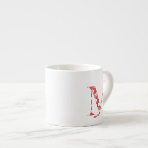 Taza De Espresso Letra M(roja) del patrón de flor