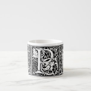 Taza De Espresso Letra P Monograma Medieval Art Nouveau
