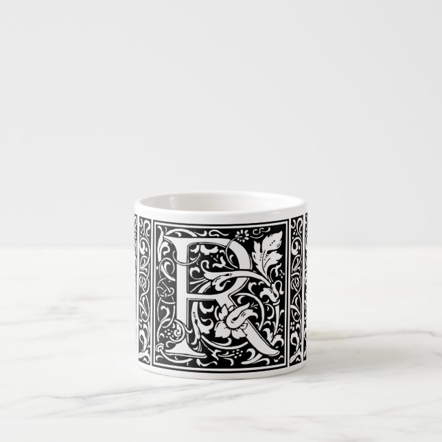 Taza De Espresso Letra R Monograma medieval Art Nouveau (Frente)