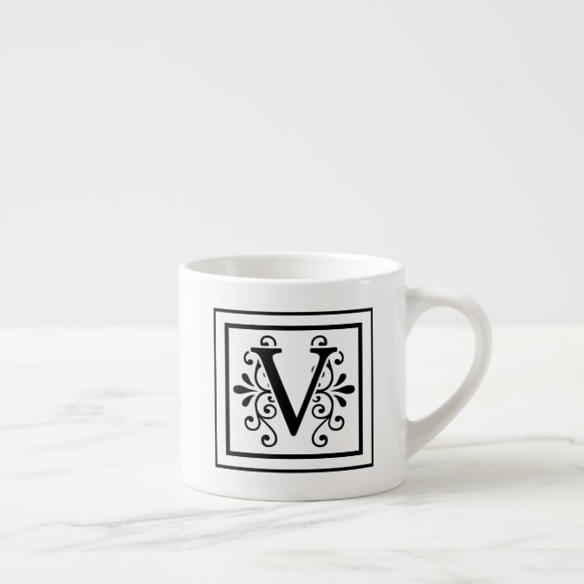 Taza De Espresso Letra V Monograma Espresso Mug (Derecha)