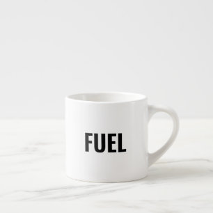 Taza De Espresso Letras negras de combustible blanco minimalista fr