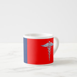 Taza De Espresso Liga de Símbolo Médico Caducto de Estilo Cromado