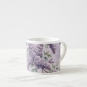 Taza De Espresso Lilas Flores de Lila Verde Salvia Lavanda Polvorie