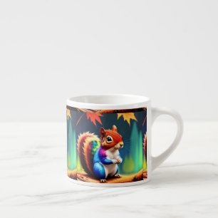 Taza De Espresso Lindo Ardilla Sentada Colorida