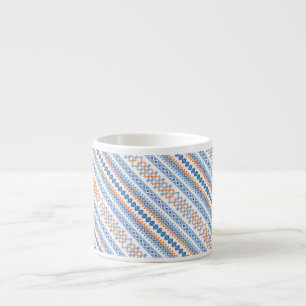 Taza De Espresso Lindo patrón de motivo tribal azteca naranja azul