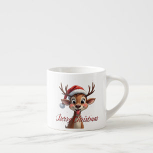 Taza De Espresso Lindo Reno Deseando Feliz Navidad
