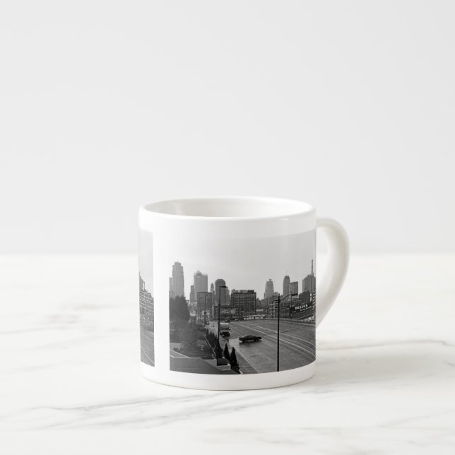 Taza De Espresso Línea aérea del centro de Kansas City - Foto en bl (Derecha)