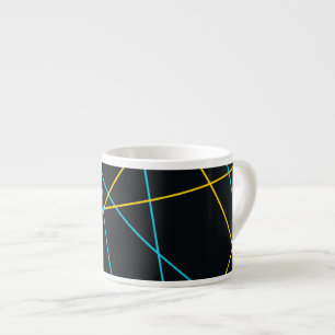 Taza De Espresso Líneas amarillas, azules, frescas, modernas, urban