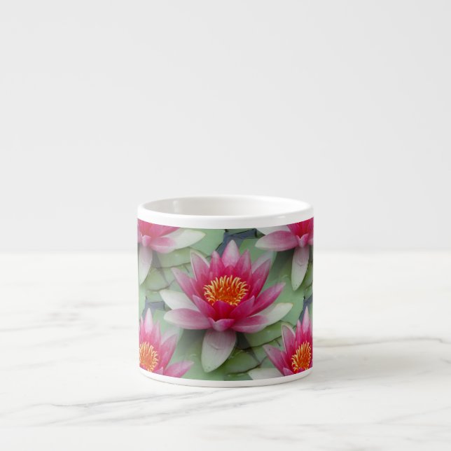Taza De Espresso Lirio de agua de Lotus rosa (Frente)