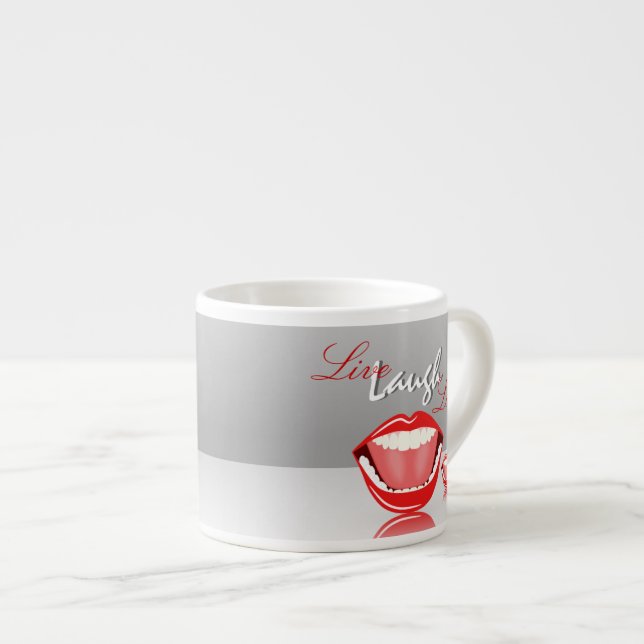 Taza De Espresso Live Laugh Laugh Big Mouth Cute Espresso Mug (Derecha)