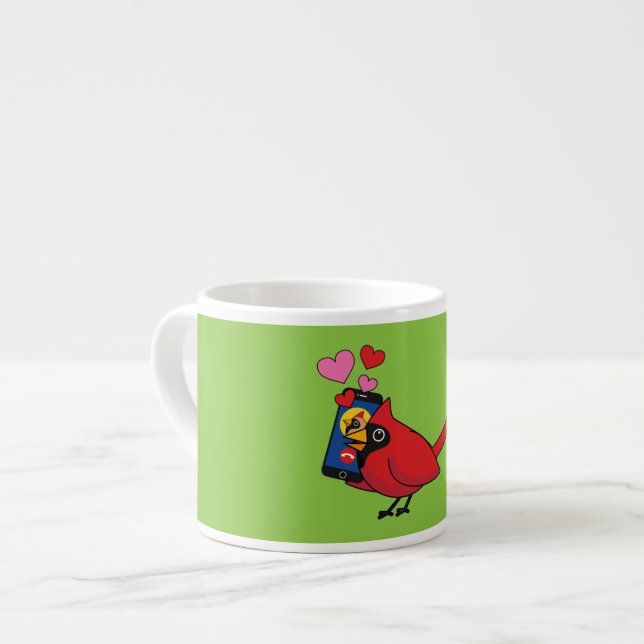 Taza De Espresso Llamadas Cardinal Bird Love Mating (Izquierda)