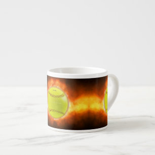 Taza De Espresso Llamas de baloncesto de softball amarillo de Slipp
