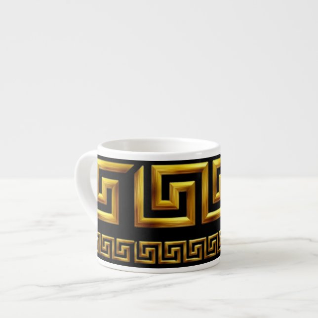 Taza De Espresso Llave griega dorada de la vida Meandro (Izquierda)