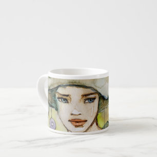 Taza De Espresso llustration de un chica hermoso, delicado