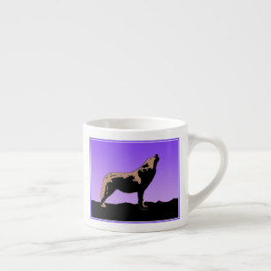 Taza De Espresso Lobo al atardecer - Arte de vida salvaje original