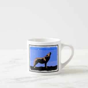Taza De Espresso Lobo en invierno - Arte de vida silvestre original