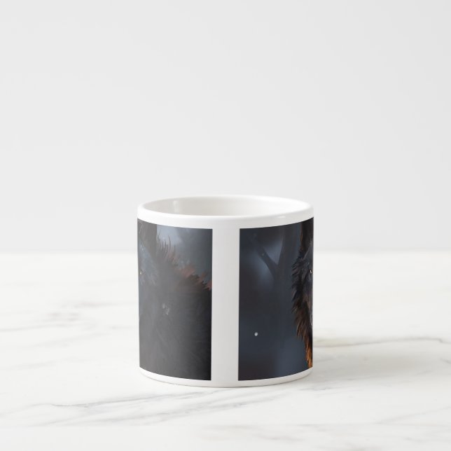 Taza De Espresso Lobo negro (Frente)