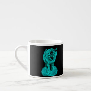 Taza De Espresso Lobo negro enojado en la noche