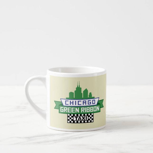 Taza De Espresso Logo del Taxi de la Cinta Verde de Chicago - Fan A (Izquierda)