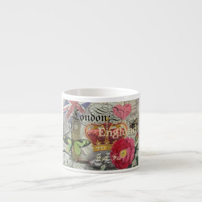 Taza De Espresso Londres Inglaterra Viaje Viaje Arte Viejo Europa (Frente)