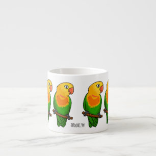 Taza De Espresso Loro de dibujos animados inseparables lindo